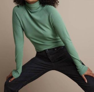 Summum Turtle Neck Basic Knit Sweater In Jade