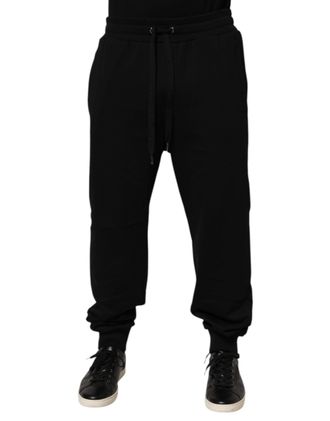Dolce & Gabbana Mens Drawstring Waist Sweatpants - Black Cotton - Size EU 54 (Mens)