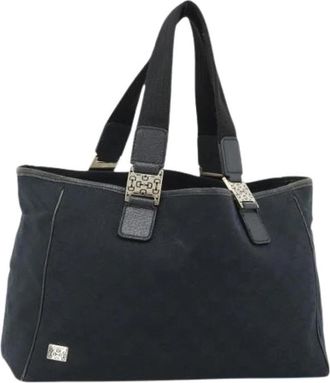 Gucci Pre-owned Vintage GG Canvas Tote Bag - Dames - Vintage Shopper - Zwart - ONE Size - Leer - Vintage