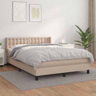 vidaXL Vidaxl - Cama Box Spring Con Colch&oacute;n Cuero Sint&eacute;tico Capuchino 140x190cm