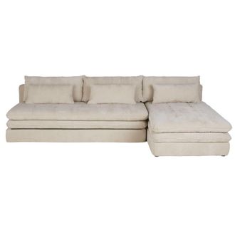 Maisons du monde Sof&aacute; cheslong de 3/4 plazas de tela reciclada beige