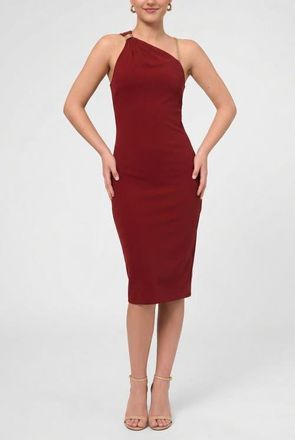 Rachel Roy Sia One Shoulder Chain Strap Midi Dress in Dark Red at Nordstrom, Size Xx-Large