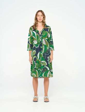 Oneseason Costa Nova Middy Poppy Dress In Emerald