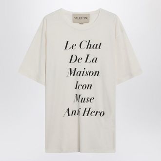 Valentino Garavani Ivory Le Chat De La Maison Icon Muse Anti Hero T-Shirt