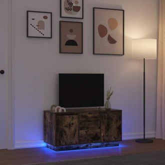 Berkfield Home TV Cabinet with LED Lights Smoked Oak 100x41x50 cm in Brown | Size: 100 x 41 x 50 cm