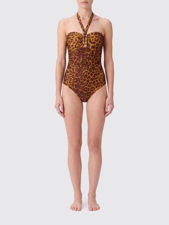 Zimmermann Costume intero animalier con scollo a cuore e anello