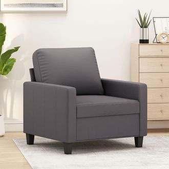 vidaXL Sill&oacute;n Cuero Sint&eacute;tico Gris 60 Cm Vidaxl