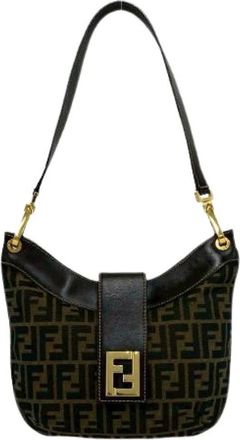 Fendi Pre-owned Zucca Canvas Leather Shoulder Bag - - Pre-owned - Donna - Marrone - ONE SIZE