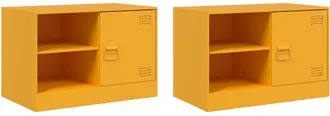 vidaXL Vidaxl - Mobili Tv 2 Pz Giallo Senape 67x39x44 Cm In Acciaio