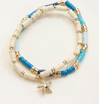 Fat Face FatFace Blue Two Pack of Starfish Bracelets