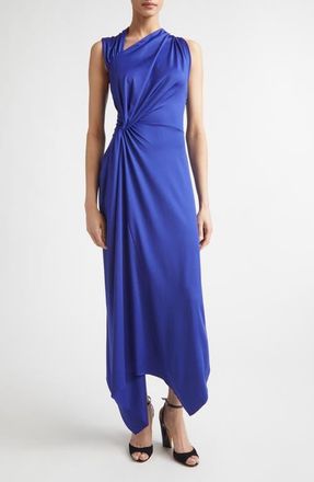 Victoria Beckham Asymmetric Stretch Jersey Midi Dress in Bright Indigo at Nordstrom, Size 8 Us