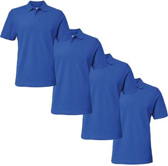 Generic Pack of 4 Mens Polo Shirt Short Sleeve Plain Pique Top Designer Tshirt Tee (Royal, L)