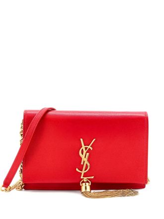 Saint Laurent Classic Monogram Tassel Grainy Leather Small crossbody bag - Rood