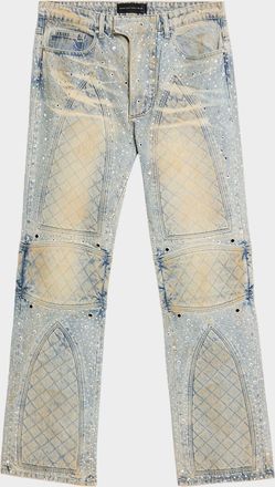 Who Decides War by Ev Bravado Men & apos;s Studded Moto Denim Jeans