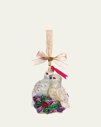 Jay Strongwater Two Turtle Doves Glass Ornament