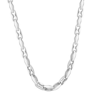 Pompeii3 Mens Polished Steel Clasp Single Tone 8mm Flexible Link 24 Chain