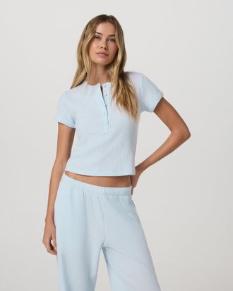 Vuori Clothing Short Sleeve Waffle Baby T-Shirt | Soft Sky | XS, Size Extra Small