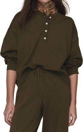 The Great. Henley Long Sleeve Sweater In Army