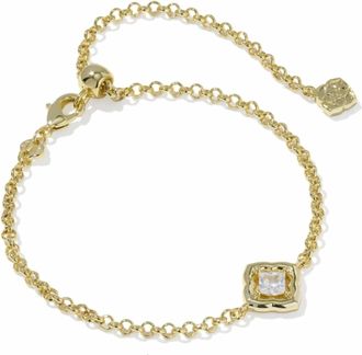 Kendra Scott Womens Mallory Crystal Delicate Chain Bracelet In Gold