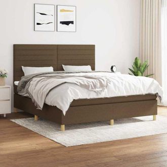 vidaXL Vidaxl - Cama Box Spring Con Colch&oacute;n Tela Marr&oacute;n Oscuro 180x200 Cm