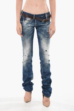 Dsquared2 Low-Rise Painting-Effect Jeans SHARPEI with Belt 18cm Dsquared2