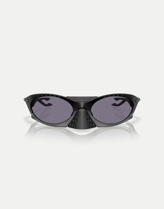 Oakley Plantaris - Occhiali da sole ovali nero opaco con lenti grigie