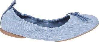 Hogan Denim Ballerina met leren bedeltje - Dames - Ballerinas - Blauw - 38 EU - Denim - Schoenen