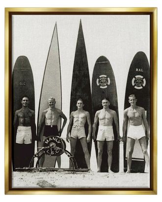 Stupell Industries Vintage Photography Male Surfers Framed Floater Canvas Wall Art By Graffitee Studios
