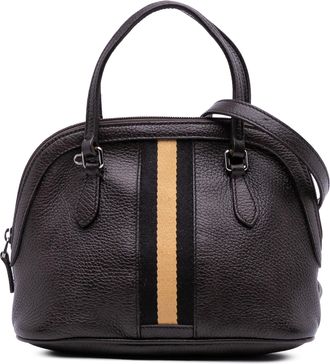 Gucci Pre-owned Womens Vintage Satchel Stripe Detail - Dark Brown Leather - One Size