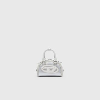 Diesel 1DR Dome - Small bowling bag in satin and suede - Crossbody Bags - Woman - Silver