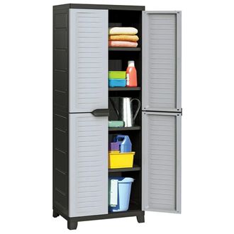 Berkfield Home Plastic Cabinet 65x45x181 cm in Grey | Size: 65 x 45 x 181 cm