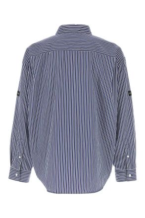 Balenciaga Mens Embroidered Poplin Shirt Navy-White T Cotton Polyamide Camicie Navy/white