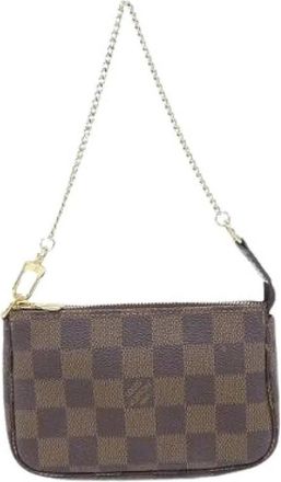 Louis Vuitton Pre-owned Mini Pochette Accessoires Damier Accessories Pouch - Dames - Vintage Mini Tas - Bruin - ONE Size - Vintage