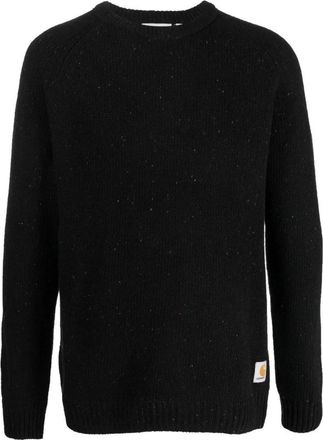 Carhartt Work in Progress Trui met ronde hals en logopatch - Heren - Ronde hals truien - Zwart - L - Katoen - Truien & Vesten