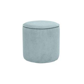 Miliboo Puf Redondo De Terciopelo Acanalado Gris Azulado D40 Cm Paul