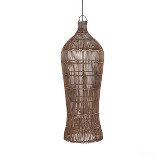 Bazar Bizar L&aacute;mpara colgante de bamb&uacute; en nogal oscuro 35x35x102 cm