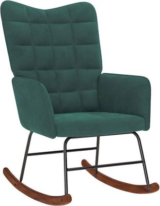 vidaXL Silla mecedora de terciopelo verde oscuro Vidaxl