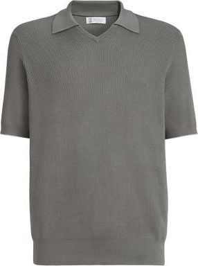 Brunello Cucinelli Cotton English rib knit polo in Khaki at Nordstrom, Size 62 It