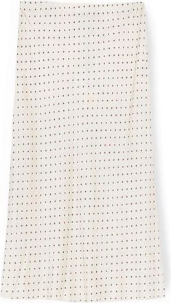 Motivi Polka dot satijnen midi rok - Dames - Midirokken - Wit - XS - Satijn - Rokken