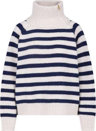 Nili Lotan Cream Raelyn Striped Cashmere Turtleneck Sweater
