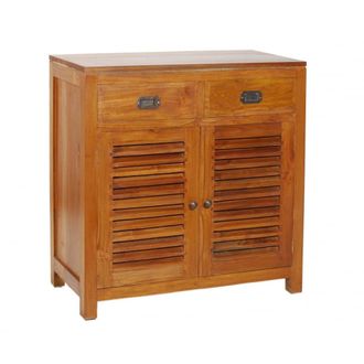 Macabane Aparador con 2 puertas y 2 cajones madera de teca marr&oacute;n