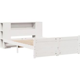 vidaXL Bookcase Bed without Mattress White 150x200cm King Size Solid Wood Pine Vidaxl