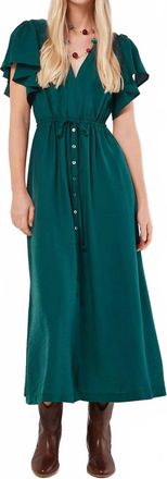 Apricot Angel Sleeveless Back Dress In Emerald Green