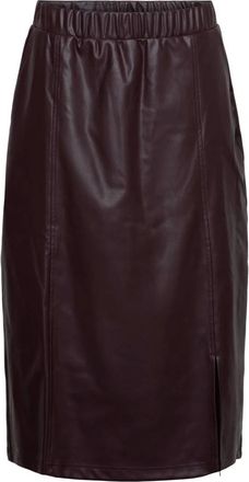 &Co Woman Henrieke Midi Rok - Dames - Rokken - Bruin - Maat: 2XL Vinyl