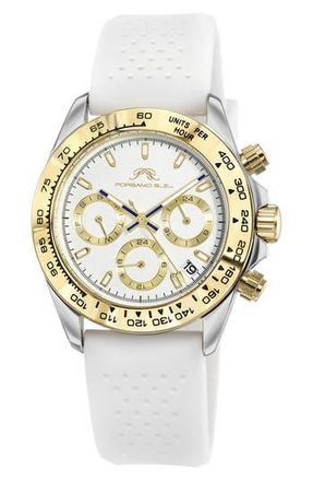 Porsamo Bleu Womens Alexis Chronograph Sport White Silicone Watch, 37mm in Two-Tone/White at Nordstrom Rack
