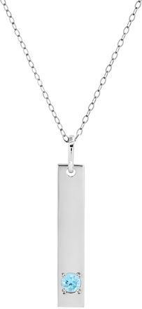 MAX + STONE 14k Yellow or White Gold Bar Pendant Necklace with 3mm Small Round Gemstone