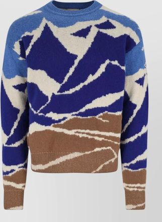 Moncler mountain pattern crewneck sweater ribbed trims