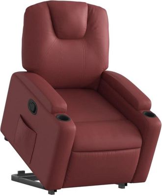 vidaXL Vidaxl - Sillón reclinable elevable cuero artificial rojo tinto