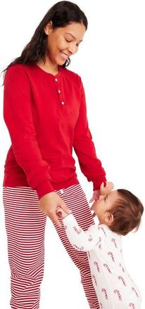 primary Unisex Fit Organic Long Sleeve Henley Pj Top in Cherry at Nordstrom, Size Xx-Large