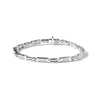 House of Brilliance 14K White Gold 1.0 Cttw Princess Diamond Station and Link Tennis Bracelet at Nordstrom